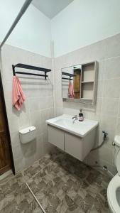 a bathroom with a sink and a toilet at Happy Home Samui near Mae Nam beach on main road in Ban Mae Nam +18 photos