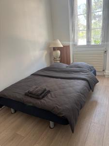 a large bed in a room with a window at Maison au Mesnil Amelot in Le Mesnil-Amelot
