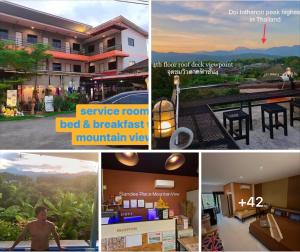 a collage of pictures of a hotel and a website at Sandee Place Mountain View Hotel โรงแรมแสนดีเพลส เมาเท่นวิว จอมทอง in Chom Thong