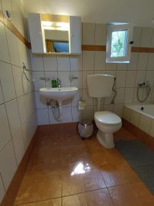a bathroom with a toilet and a sink at Ktimata Evdoxia in Platanoússa +18 photos