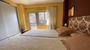 a bedroom with a large bed and a window at Gran Rey n4 in Valle Gran Rey