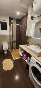 a bathroom with a shower toilet and a sink at Cozy&bright apartment Kotor in Kotor