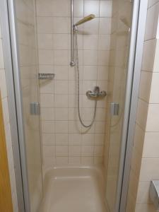 a bathroom with a shower and a bath tub at Pension Schneider in Freiamt