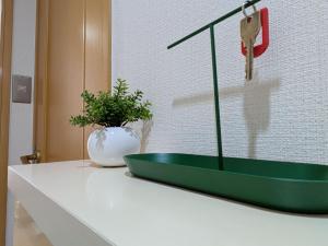 a green boat sitting on top of a counter at Laze Nakano 2bed Travel Work Broadway in Tokyo +34 photos