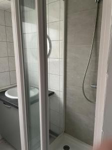 Et badeværelse på Pornic 2 flat NearBeach 1 bedroom, pool, golf residence