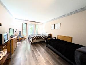 Μια τηλεόραση ή/και κέντρο ψυχαγωγίας στο Stylish Tremblant, Near Resort, Dining & Activities with free parking