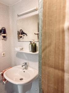 a bathroom with a sink and a mirror at Hotel Restaurant Ratsstube in Calw