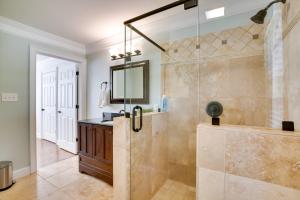 a bathroom with a shower and a sink at Contemporary Athens Home Less Than 2 Miles to UGA! in Athens +21 photos