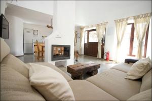 a living room with a couch and a fireplace at El Pajar Negro in Majaelrayo