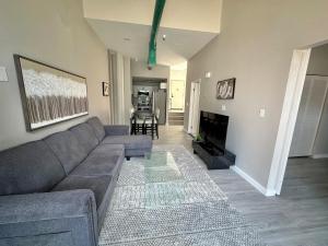 ein Wohnzimmer mit Sofa und Fernseher in der Unterkunft Private Entrance Cozy Apt Bright Modern in Albany