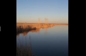 a view of a body of water with trees in the distance at Kiowa RV Park in Eads
