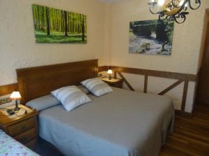 1 dormitorio con 1 cama y 2 mesitas de noche con lámparas en Casa Rural Arratzain, en Usúrbil