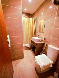 a bathroom with a toilet and a sink at Pyramids Grand View Hotel in Cairo +83 photos