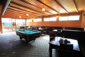 a room with a pool table in a restaurant at Penzión Pagy in Višňové