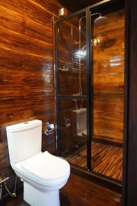 ein Badezimmer mit Toilette und Dusche in der Unterkunft Green Earth Resort in Dambulla
