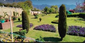 a garden with a bunch of bushes and flowers at Hotel bahishti in Srinagar