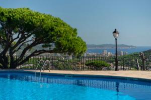 a swimming pool with a tree and a view of the water at WELCS APARTAMENTO 284 PDA con terraza y vistas in Caserío Bufagañas