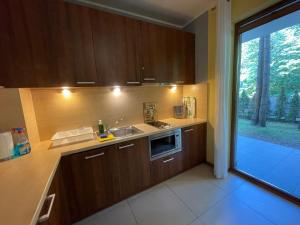 Η κουζίνα ή μικρή κουζίνα στο Apartament z ogródkiem, basen, garaż, Villa 4 Pory Roku