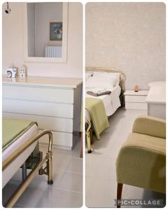 two pictures of a hospital room with two beds at Maison Clarabella in Vasto