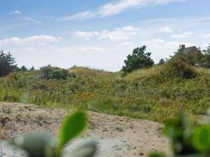 a sandy beach with grass and a house on a hill at Holiday Home Yakari - 1km from the sea by Interhome in Torsted +15 photos