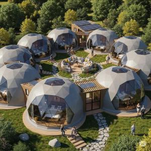 a group of domes in a garden with people in them at Cooperative Morocco Up tour in Tangier