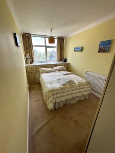 un dormitorio con una cama y una ventana en 2 Bedroom flat with King beds, en Hendon