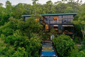 an aerial view of a house in the forest at Manarala Villa in Pahala Neboda