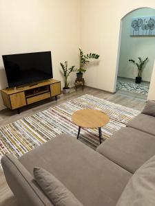a living room with a couch and a flat screen tv at Чернівці Апартаменти in Chernivtsi