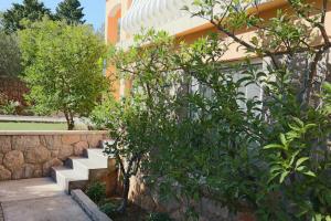 a garden with stairs in front of a building at Apartmani California in Starigrad-Paklenica