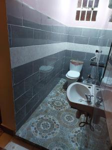 a bathroom with a toilet and a sink at Kukis Place in Embu Airstrip-2 bedrooms with more beds in Embu +20 photos