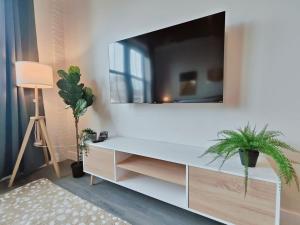 Μια τηλεόραση ή/και κέντρο ψυχαγωγίας στο Studio Apt Near Temple Unit with Free Parking for Extended Stays