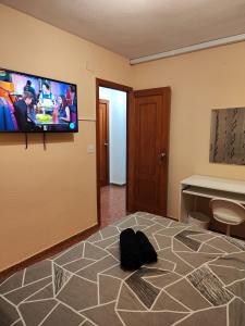 Μια τηλεόραση ή/και κέντρο ψυχαγωγίας στο Habitación Doble con baño privado,Gandía en piso compartido con los Anfitriónes