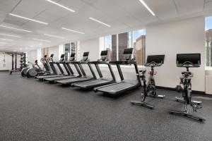 a gym with bikes lined up in a row at Hyatt Regency Times Square in New York