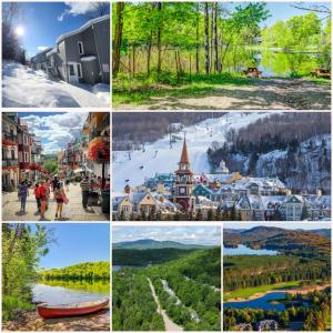 a collage of photos of a resort and mountains at Tremblant Hideaway, Ski & Golf Retreat in Mont-Tremblant