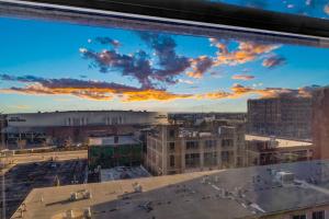 a view of a city from a window at 1BR Loft Sauna & Walk to Theater & Campus in Cleveland