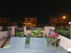 a view of a house at night at Casa Azul in Lajares