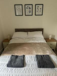 Una cama con dos almohadas encima en un dormitorio. en Stephen's Brae Apartment, Inverness City Centre, en Inverness 5 fotos más