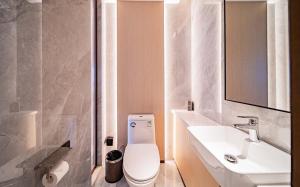 a bathroom with a white toilet and a sink at WYNDHAM TAIYUAN in Taiyuan