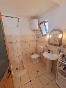a bathroom with a toilet and a sink at Villa Rruga 6 Velipoje in Velipojë