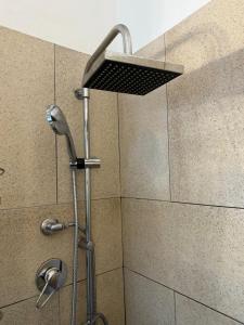 a shower with a shower head in a bathroom at Antico Affittacamere di Tollegno in Tollegno +54 photos