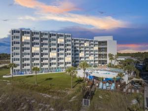 an aerial view of a hotel with a resort at Renovated Beach Front Condo - Top Of The Gulf 302 in Panama City Beach