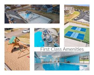 a collage of pictures of a swimming pool at Pineapple Bungalow - 14ppl in Hollister