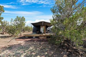 a black tent in the middle of a field at Private Dome Getaway - 30min to Grand Canyon in Valle