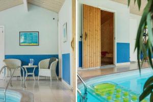 a house with a swimming pool with a table and chairs at TV1598-Jerup-Kippen-32 in Jerup