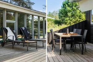 a patio with a table and chairs on a deck at TV1598-Jerup-Kippen-32 in Jerup