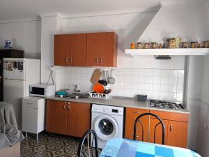 a kitchen with a washing machine and a washer at Apartamento Pozo Concejo in Alburquerque