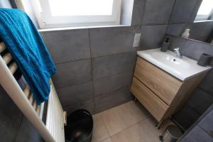 BreslesにあるAppartement de charme avec extérieurの小さなバスルーム(シンク、窓付)