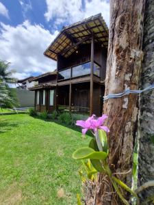a flower on the side of a house at Casa da Karina in Arraial d'Ajuda +13 photos