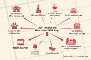 a map of the museum of art and its attractions at CGV - Unique and Memorable 3BDR Stay in Columbus