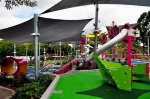 a playground with a slide in a park at 2bedrm unit next to southbank in Brisbane